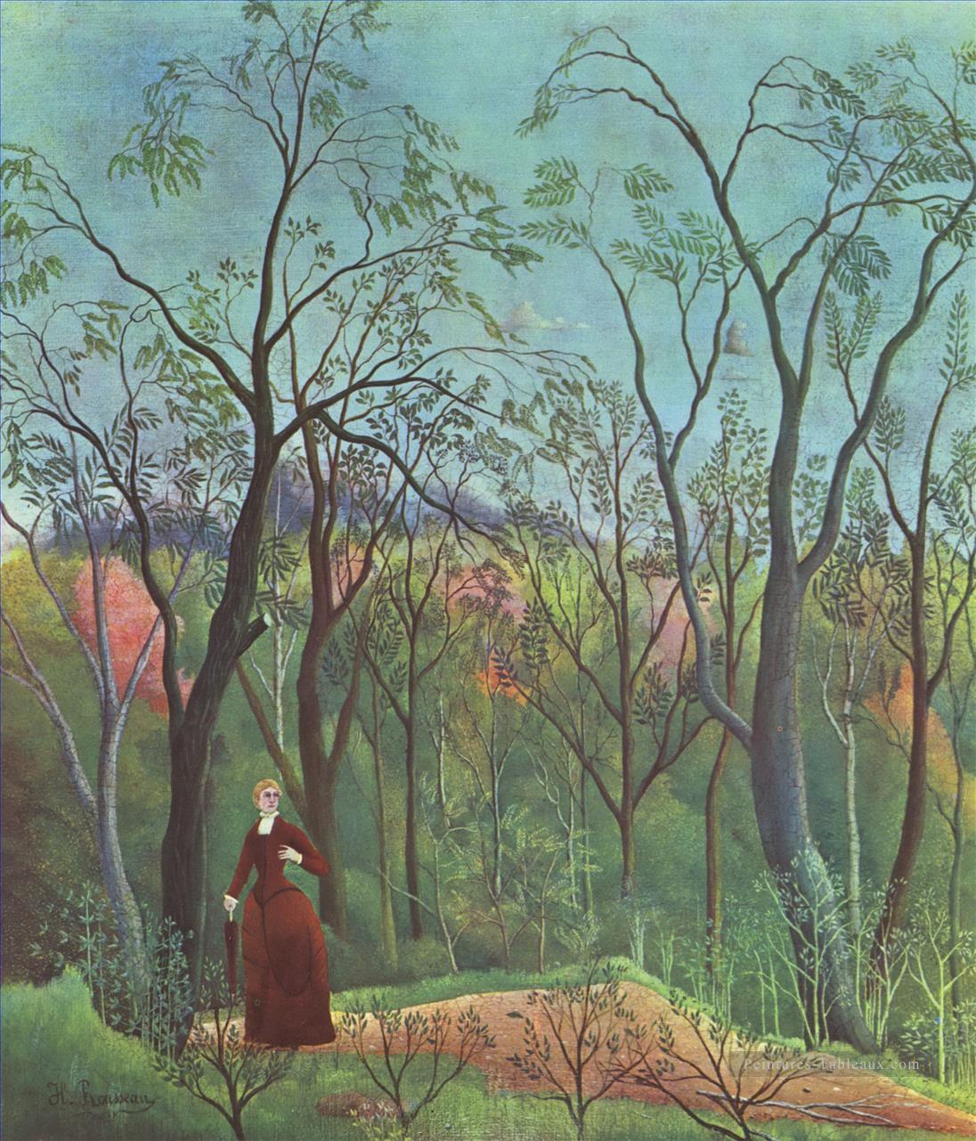 la promenade dans la forêt 1890 Henri Rousseau post impressionnisme Naive primitivisme Peintures à l'huile